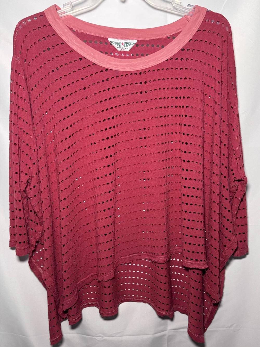 Hard Tail Forever Jersey Holey Oversized Raglan Mesh Weave Top